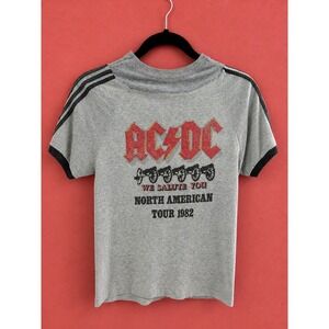 Vintage AC/DC 1982 Baby Tee North American Tour Shirt DIY 80s Grey Tee Small